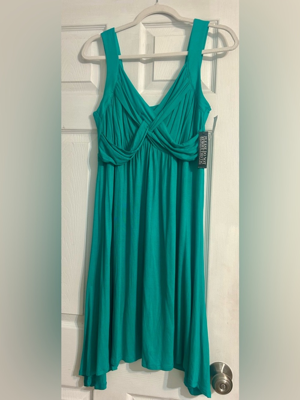 New York & Company Teal Twist-Front Sleeveless Dress Women’s Size Large